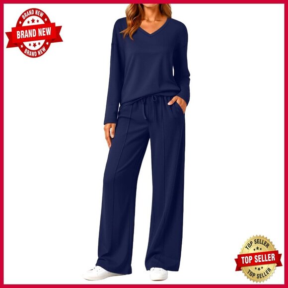 Pants - Wide Leg Tracksuit Set, Polyester Rayon Spandex, Lounge Travel Activewear